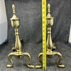Vintage Brass Fireplace Andirons Decorative Log Holders Classic Hearth Accent