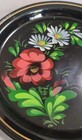 Vintage Decorative Soviet Russian Hand Painted Flowers Metal Plate