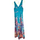 Anthropologie Maeve Boho Jumpsuit Sz 2 Andalusia Teal Turquoise Floral Wide Leg