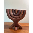Vtg  Style Hand-carved Wooden Candelabra