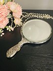 Vintage Hand-held Vanity Mirror Silver-plated Ornate Victorian Design Heavy 9 5   