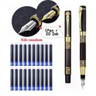 Fine Nib Metal Fountain Pen With 10pc Refillable Ink Cartridges Calligraphy Pen