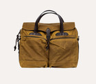 Filson Tin Cloth 24-hour Briefcase Leather Dark Tan Waxed Cotton Canvas New