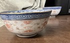 Set Of 8 Vintage Chinese Rice Flower Blue   White Bowls 4-1 2  Diameter