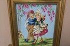 Vintage Handmade Completed Petite Point Tapestry Needlepoint 8 5  X 11  Framed