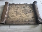 Beautiful World Map  Etched Wood Scroll Wall Art Large 22 5 X 14 5