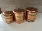 Vintage Copper   Brass Cannister Set Rustic Cottagecore As Is