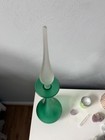 Vintage Green Art Glass Decanter With Stopper     Mid-century Style