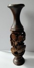 Vintage Guayacan Wood Carved Sealife Sculpture Vase Fish Seahorse