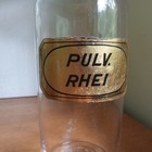 1860s Pontiled Label Under Glass Pulv Rhei Drugstore Apothecary Bottle W stopper