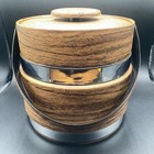 Vintage Mid Century Mcm Faux Wood Brown Vinyl Ice Bucket Barware Party