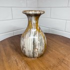 Vtg Polished Marbled Onyx Stone Bud Vase Natural Brown Cream Variations 5  Heavy