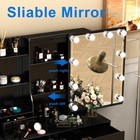 Vanity Desk Set W  Led Lights Sliding Mirror Makeup Dressing Table And Stool