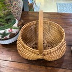Vintage Large Appalachian Buttocks Egg Basket   Signed Jan  Handwoven Folk Art