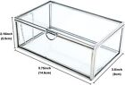 Silver Small Jewelry Display Box Glass Lidded Case With Clear Lid Dustproof Home