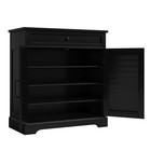 Bathroom Storage Cabinet 2 Doors Adjustable Shelves Freestanding Organizer Black