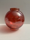 Antique Hand Blown Cranberry Glass Oil Lamp Shade 6  Globe 3  Fitters