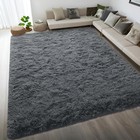 Fluffy Dark Grey 4x6 Area Rugs For Bedroom Living Room  Soft Plush Shaggy
