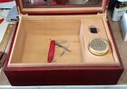 Cigar Humidor  Large 12  X 9  See Photos  Comes With Free Knife  Swiss Army 