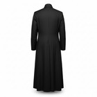 Men   s Black Wool Clergy Cassock Robe Long Button Front Church Priest Coat