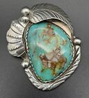 Large Vintage Navajo Sterling Silver Turquoise Pin   Brooch   Pendant Marked    r   