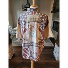 Rare Vintage 80s 90s New York Line Print Button Up Shirt