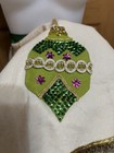 Vtg Christmas Apron Handmade Sequined Fringe Waist Ties Granny Core Colorful