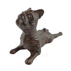 French Bulldog Figurine Frenchie Dog Doorstop Wedge Rustic Brown Cast Iron