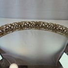 Vintage Hollywood Regency Flat Gold Tone Oval Vanity Dresser Tray Mirror