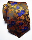 New Classic Floral Gold Blue Black Jacquard Woven Silk Men s Tie Necktie
