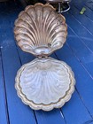 Vintage Hinged Clam Shell Trinket Dish Caviar Butter Server Brass Finish Catchal