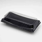 300sets St-30 Heavy Duty Blue black Rectangle Pet Sushi Tray With Clear Lid
