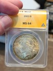 1923 Peace Dollar Ms64 Anacs - Rare Toned Obverse reverse