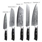 6x Turwho Kitchen Knife Japanese Vg10 Damascus Cleaver Santoku Chef Knife Block