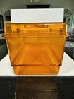 Vintage Amber Colored Lucite plastic Sewing Box W  Lid