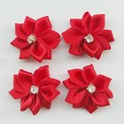 Satin Ribbon Flowers Bows Rose With Rhinestone Appliques Craft Assorted 40 Pcs
