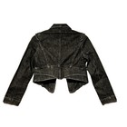 Vtg Apostrophe Black Denim Open Cropped Jacket Small Whimsigoth Goth Steampunk