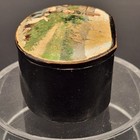 Antique Papier-m  ch   Snuff Box Hand-made Hinged Lid Decor Child Bunnies 2-5 8 l