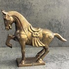 Pair Of Vintage Cast Brass Trojan Horse 6    4  Tall Retro Mid Century Decor Mcm