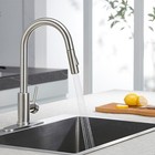 Brushed Nickel Kitchen Faucet Sink Mixer Swivel Pull Down Sprayer Single Handle