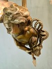 16 x20  Antique French Brass Cherub Cupid 2 Light Chandelier Glass Tulip Shades