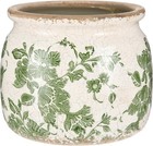 Vintage Planter Large Ceramic Plants Pot Beige Green Vintage Floral Ice Crack   