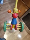Vintage 1950 s Playskool Wooden Pull Push Toy Whirligig Bells Inside