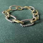 David Yurman Madison Chain Bracelet 925 Silver W  18k Gold 21cm