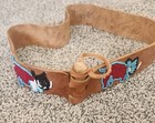 Native American Handmade Beaded Leather Belt Warthog Wood Pin Clasp 29 Inch