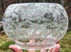 Antique Victorian Etched Glass Oil Gas Lamp Ball Shade Grapevine Pattern