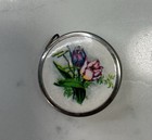 Vtg Retractable Cloth Tape Measure West Germany Enameled Floral Sewing Tool