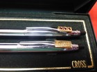 Cross Chrome Ball Point Pen Mechanical Pencil Set No  350105 3 Ruby Rouge Steel