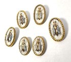 Victorian Fly Porcelain Gold Painted Antique Sewing Buttons Set Of 6 Two Sizes