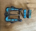 Vintage Navajo Sterling Silver Turquoise Belt Buckle Zuni Ranger  31 G  Dishta 